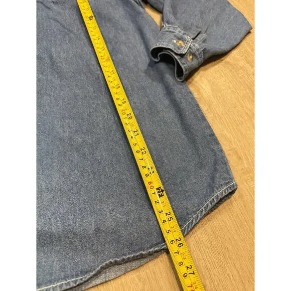 Vintage 90s Embroidered Autumn Scarcrow Shirt M Button Cotton Granny Kitch - Picture 3 of 7